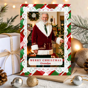 Cartão De Festividades Fita Xadrez Vermelho Verde Natal Avó Foto Grande
