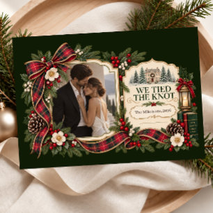 Cartão De Festividades Fizemos o Nó Foto de Natal de Casamento