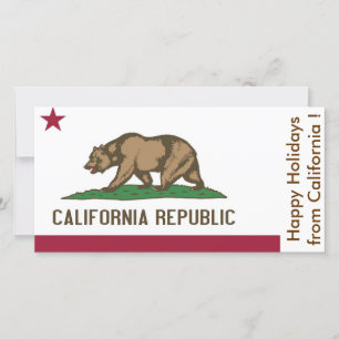 Cartão De Festividades Flag of California, Happy Holidays from U.S.A.