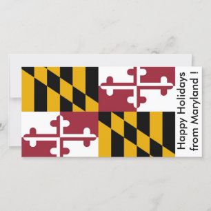 Cartão De Festividades Flag of Maryland, Happy Holidays from U.S.A.