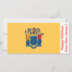 Cartão De Festividades Flag of New Jersey, Happy Holidays from U.S.A.