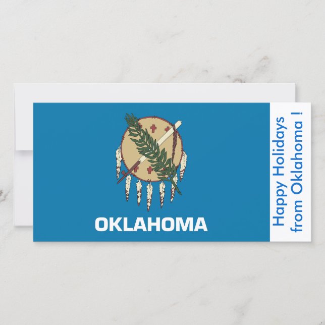 Cartão De Festividades Flag of Oklahoma, Happy Holidays from U.S.A. (Frente)
