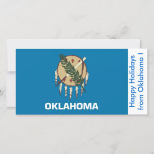 Cartão De Festividades Flag of Oklahoma, Happy Holidays from U.S.A.