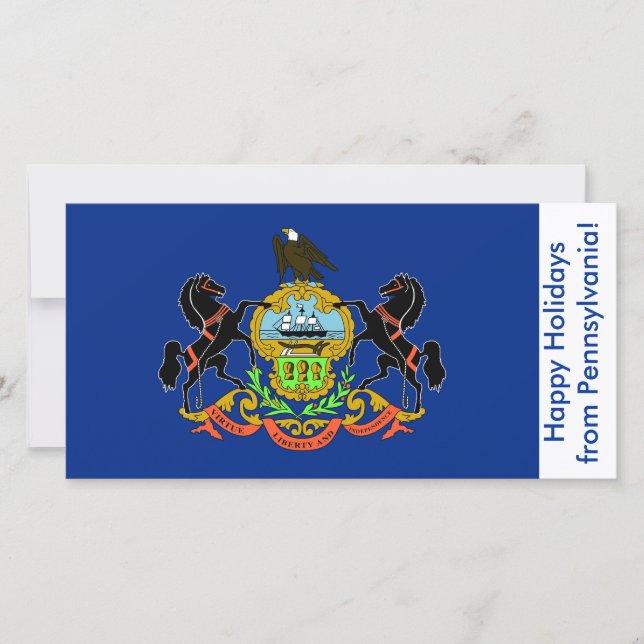 Cartão De Festividades Flag of Pennsylvania, Happy Holidays, EUA (Frente)