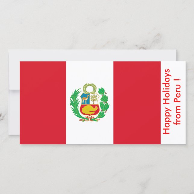 Cartão De Festividades Flag of Peru, Happy Holidays from Peru (Frente)