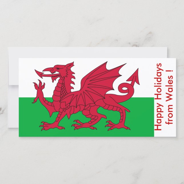 Cartão De Festividades Flag of Wales, Happy Holidays from U.K. (Frente)