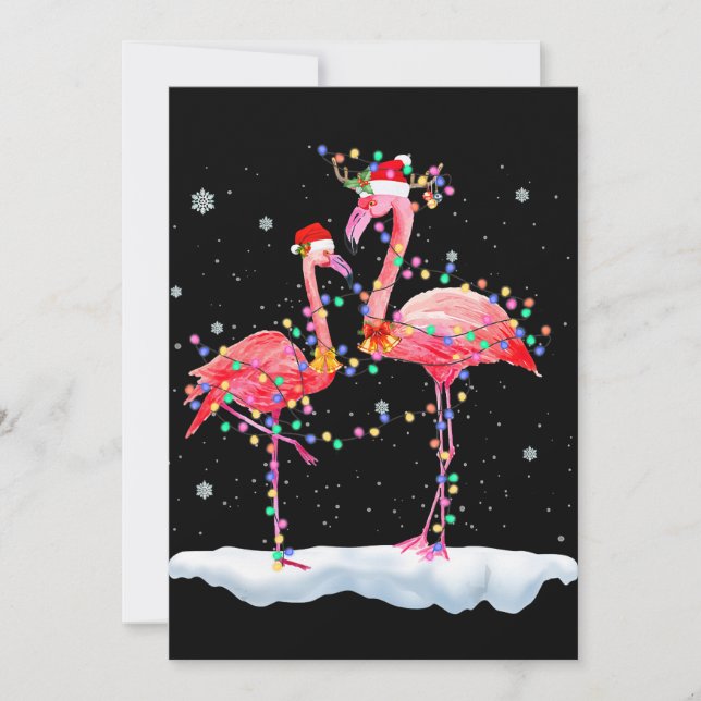 Cartão De Festividades Flamingo | Árvore de Natal Flamingo Chapéu de Papa (Frente)