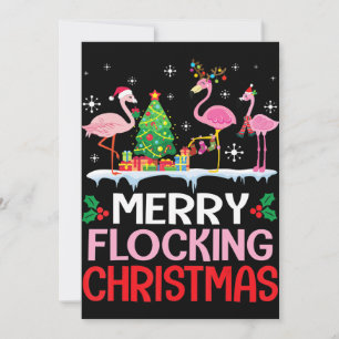 Cartão De Festividades Flamingo Chapéus Flamingo Noel Dançam À Neve