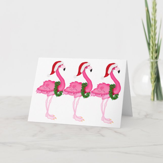 Cartão De Festividades Flamingo Christmas Card - SRF (Frente)