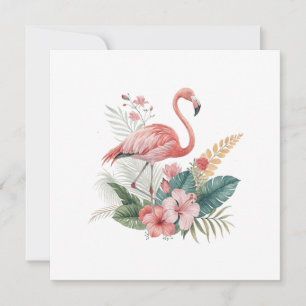 Cartão De Festividades Flamingo Com Flores