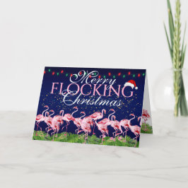 Cartão De Festividades Flamingo cor-de-rosa com feliz