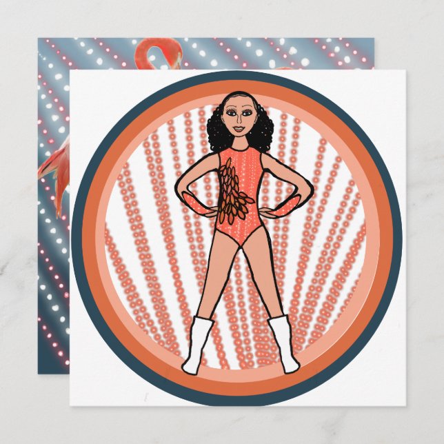 Cartão De Festividades Flamingo Dancer B (Frente/Verso)