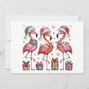 Cartão De Festividades Flamingo de Natal Festivo Férias Lindo Luz de Nata