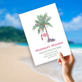 Cartão De Festividades Flamingo de Natal Nova Casa Desejos Mais Sinceros