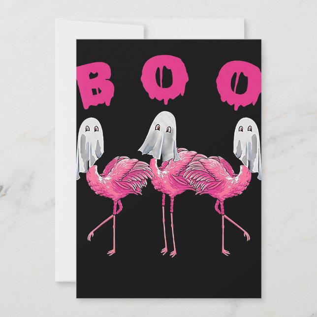 Cartão De Festividades Flamingo | Fantasma Flamingo Boo Festa de Hallowee (Frente)
