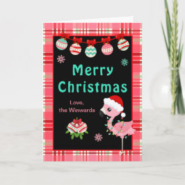 Cartão De Festividades Flamingo Festivo Feliz Natal