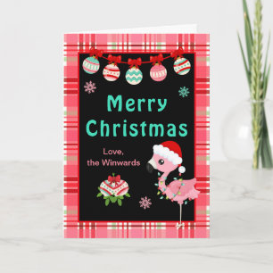 Cartão De Festividades Flamingo Festivo Feliz Natal