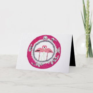 Cartão De Festividades Flamingos de Natal cor de rosa glamorosos