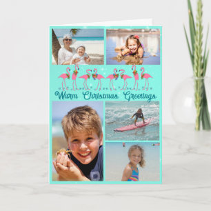 Cartão De Festividades Flamingos Foto Colagem Dobrada Natal
