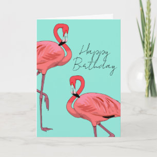 Cartão De Festividades Flamingos Rosa Desejos de Aniversário Quentes