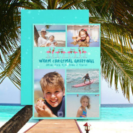 Cartão De Festividades Flamingos Stars Photo Collage Flat Card