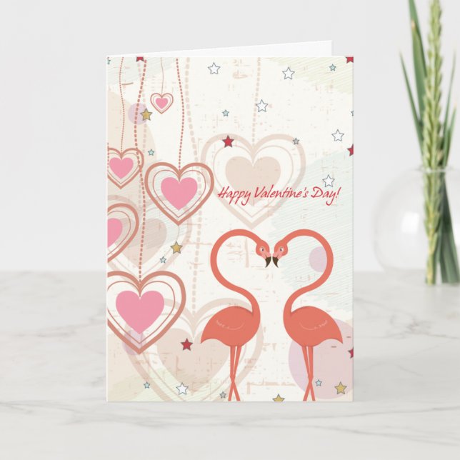 Cartão De Festividades flamingos valentines day card (Frente)