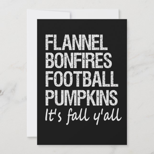 Cartão De Festividades Flannel Bonfire Futebol Pumpkins É outono Y'all (Frente)