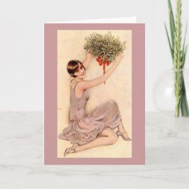 Cartão De Festividades Flapper com Mistletoe