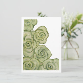 Cartão De Festividades Flat Card of Green and White tinted roses