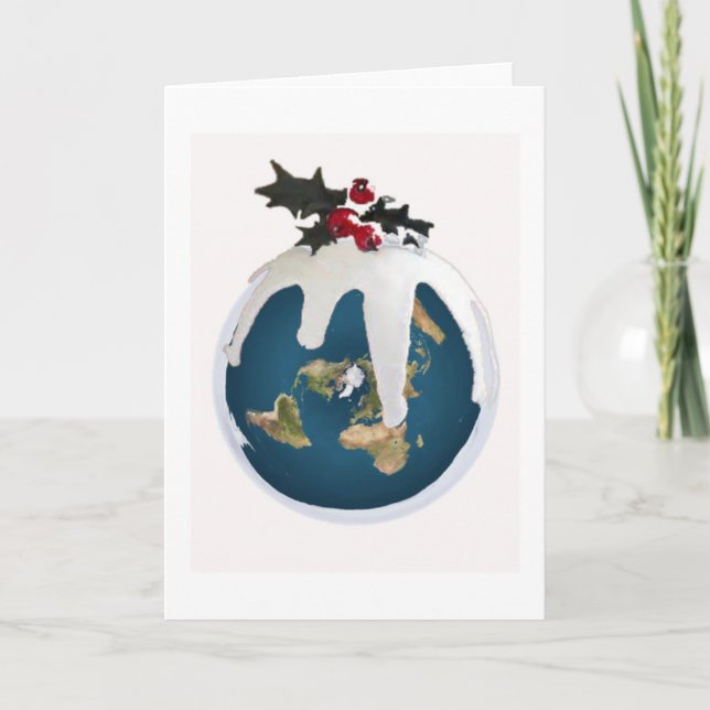 Cartão De Festividades Flat Earth Christmas Card (Frente)