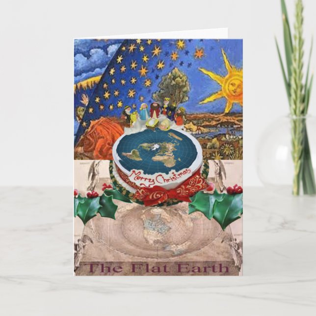 Cartão De Festividades Flat Earth Christmas Card (Frente)