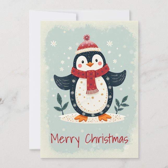Cartão De Festividades Flat Holiday Card in Scandinavian Folk Art Style (Frente)