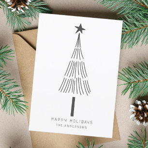 Cartão De Festividades Flat Simples da Árvore de Natal