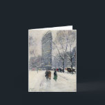 CARTÃO DE FESTIVIDADES FLATIRON BUILDING NEW YORK CITY<br><div class="desc">NEW YORK: FLATIRON,  1919. 'Madison Square (Flatiron Building).' Oil painting by Guy Wiggins,  1919.</div>