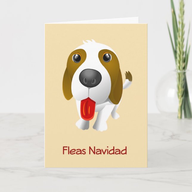 Cartão De Festividades Fleas Navidad Funny Dog Christmas Card (Frente)