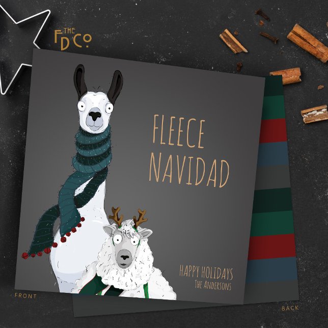 Cartão De Festividades “Fleece Navidad” Chic Funny Quirky Pun (Criador carregado)