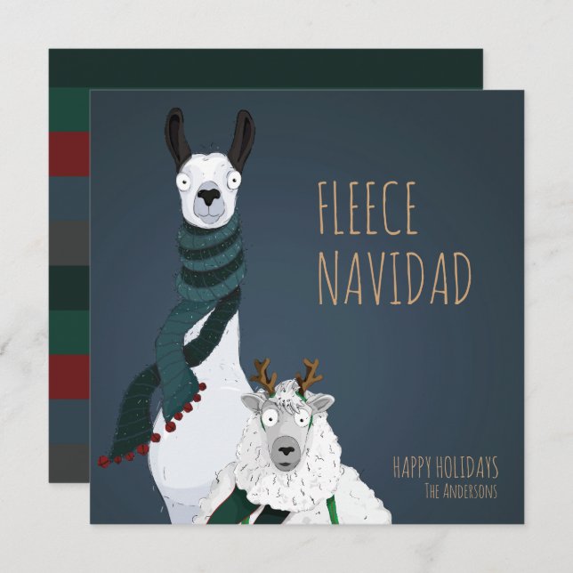 Cartão De Festividades “Fleece Navidad” Divertido Chic Elegante Jogo de P (Frente/Verso)