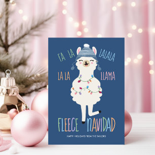 Cartão De Festividades Fleece Navidad Fa La Llama Natal Divertido