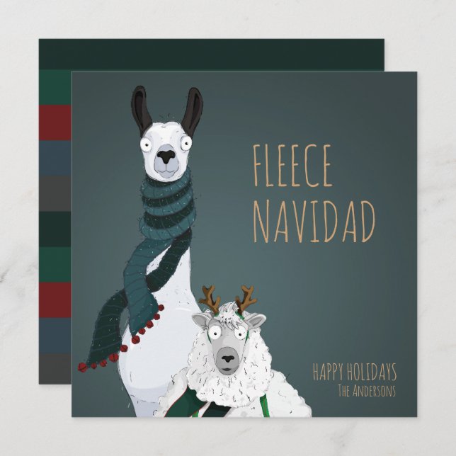 Cartão De Festividades “Fleece Navidad” Funny Chic Quirky Punny (Frente/Verso)
