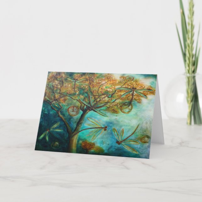 Cartão De Festividades Flerte de Libélula (Frente)