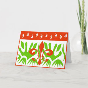 Cartão De Festividades Fleur De Lis Abstract Christmas