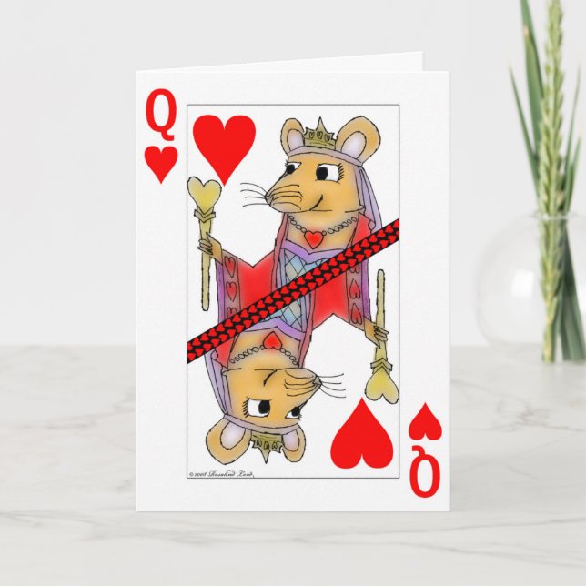 Cartão De Festividades Flirting Rat Queen of Hearts Valentine Card (Frente)