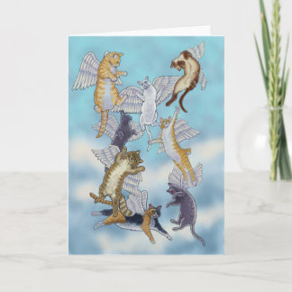 Cartão De Festividades Flock of Angel Cats por Rachel Armington