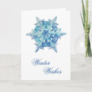 Cartão De Festividades Floco de Neve Aquarela