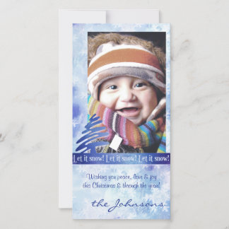 Cartão De Festividades Floco de neve azul e branco "Deixe-o nevar!" Cartã