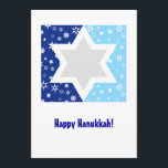 Cartão De Festividades Floco de neve da estrela de David de Hanukkah<br><div class="desc">Envie um cartão com impacto gráfico. Aperfeiçoe como um cartão de Hanukkah ou para um convite da festa natalícia.  Adicione suas próprias mensagens personalizadas na parte dianteira & na parte traseira ou edite o texto para fazer um grande convite de festas. Disponível com produtos de harmonização.</div>