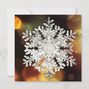 Cartão De Festividades Floco de Neve de Cristal Brilho Prata e Ouro
