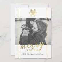Floco de Neve de Natal Moderno | Branco e Dourado