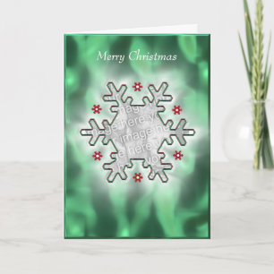 Cartão De Festividades Floco de neve de Natal Verde (quadro fotográfico)