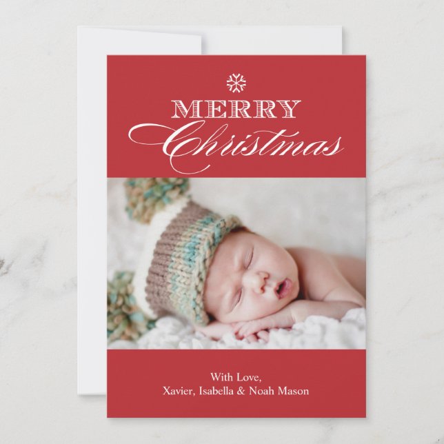 Cartão De Festividades Floco de neve de Natal | Vermelho (Frente)